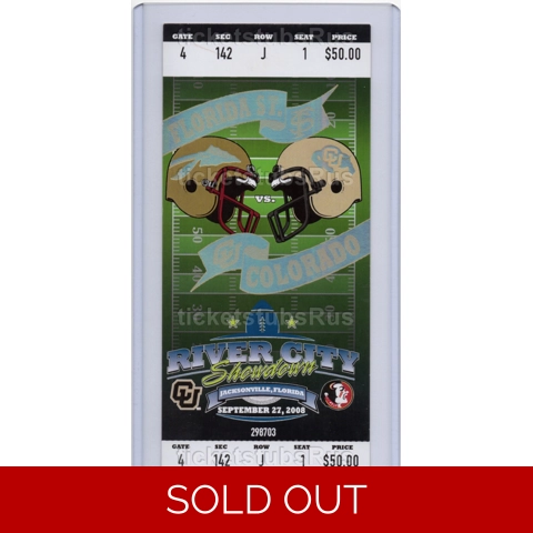 BOBBY BOWDEN 500th GAME 2008 FLORIDA STATE vs COLORADO FOOTBALL 9/27 Full Ticket